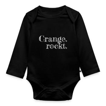 Crange rockt - Textdesign mit Stadtnamen - Baby Bio-Langarm-Body - Schwarz - Vorne