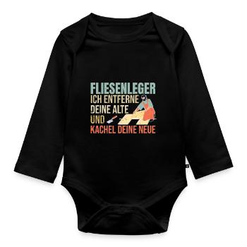 Fliesenleger Fliesen Handwerker - Baby Bio-Langarm-Body - Schwarz - Vorne