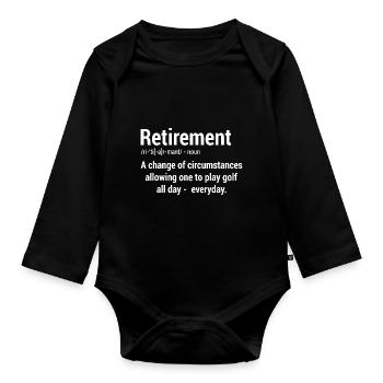 Retirement Definition Noun Golf Player Golfing Put - Baby Bio-Langarm-Body - Schwarz - Vorne