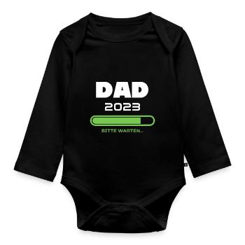 Dad 2023 Please Wait Gift Future Dad - Organic Longsleeve Baby Bodysuit - black - Front