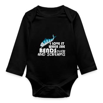 Ich liebe es, wenn sie sich bückt und schreit Lust - Baby Bio-Langarm-Body - Schwarz - Vorne
