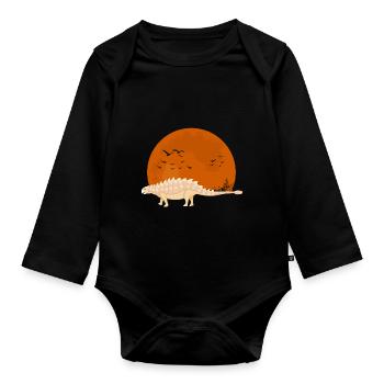 Ankylosaurus Sonnenuntergang Ankylosaurus Dinosaur - Baby Bio-Langarm-Body - Schwarz - Vorne