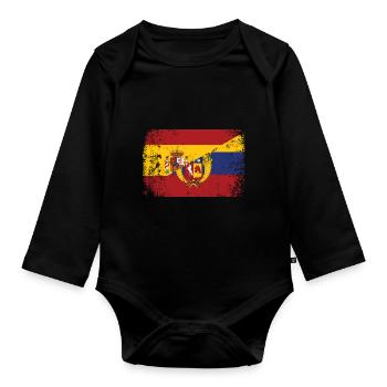 Ecuador España Bandera de Ecuador Regalo - Organic Longsleeve Baby Bodysuit - black - Front