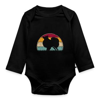 Japon Japonais Japonais Spitz Dog Vintage - Body Bébé bio manches longues - noir - Devant