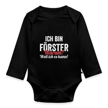 Waldarbeiter Holzfäller Waldarbeit Förster - Baby Bio-Langarm-Body - Schwarz - Vorne