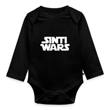 Sinti Wars SW Design White Letters - Baby Bio-Langarm-Body - Schwarz - Vorne