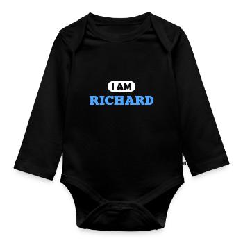 Richard Name Spruch für stolze Richards - Baby Bio-Langarm-Body - Schwarz - Vorne