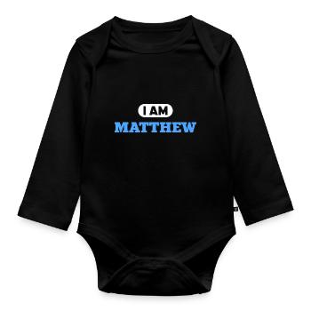 Matthew Name Saying für stolze Matthews - Baby Bio-Langarm-Body - Schwarz - Vorne