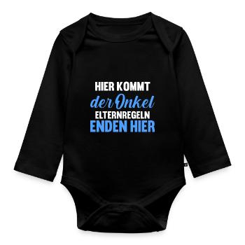Patenonkel Pate Onkel - Baby Bio-Langarm-Body - Schwarz - Vorne