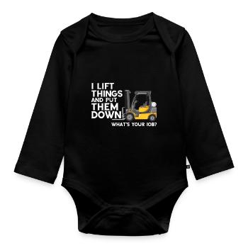 Gabelstaplerbediener und Gabelstaplerfahrer - Baby Bio-Langarm-Body - Schwarz - Vorne
