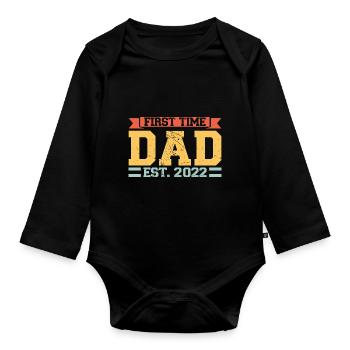 father Papa Dad daddy Geschenk - Baby Bio-Langarm-Body - Schwarz - Vorne