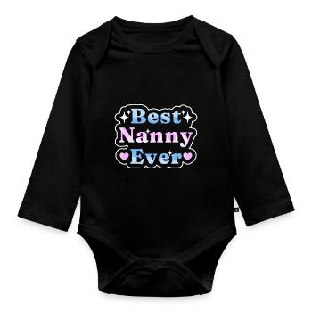 Nanny Babysitterin Tagesmutter - Baby Bio-Langarm-Body - Schwarz - Vorne