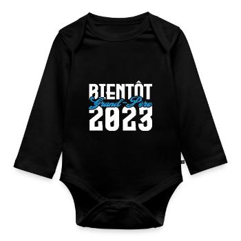 Cadeau Annonce grossesse bientôt Grand-père 2023. - Body Bébé bio manches longues - noir - Devant