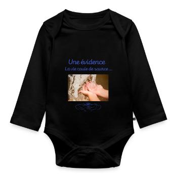 Une évidence la vie coule de source - Body Bébé bio manches longues - noir - Devant