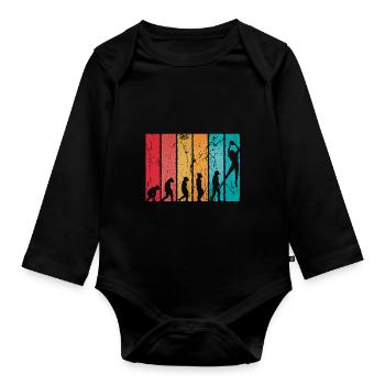 Rugby Ball Sport Player Retro Evolution Rugby Team - Organic Longsleeve Baby Bodysuit - black - Front
