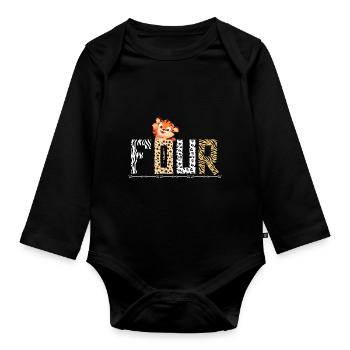 Tiger Birthday Zoo Tiger 4 years old - Organic Longsleeve Baby Bodysuit - black - Front