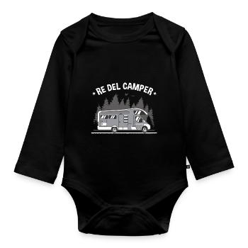 Wohnmobil | Camping | Wohnwagen | Camping - Baby Bio-Langarm-Body - Schwarz - Vorne