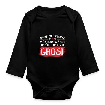 Nume Die Beschte Müetere Wärde Beförderet Zu Grosi - Baby Bio-Langarm-Body - Schwarz - Vorne