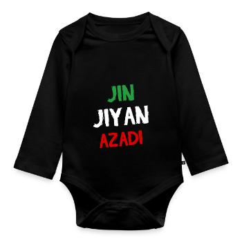 Jin Jiyan Azadi - Frau Leben Freiheit Mahsa Amini - Baby Bio-Langarm-Body - Schwarz - Vorne