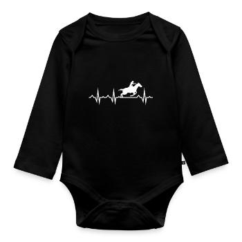 J’aime mon cheval Sport équestre Amour du cheval - Body Bébé bio manches longues - noir - Devant