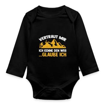 Bergsteiger Wald Bergwandern Wanderer Wandern - Baby Bio-Langarm-Body - Schwarz - Vorne