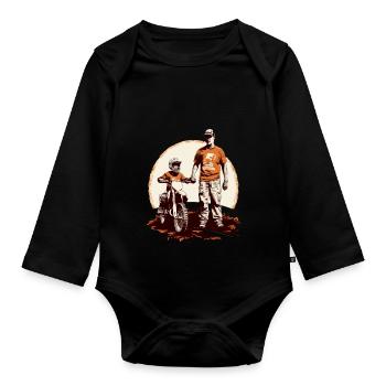 Dad memories - Organic Longsleeve Baby Bodysuit - black - Front