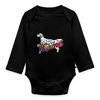 English Setter English Setter Mama - Organic Longsleeve Baby Bodysuit - black - Front