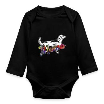 Golden Retriever Golden Retriever Mama - Organic Longsleeve Baby Bodysuit - black - Front