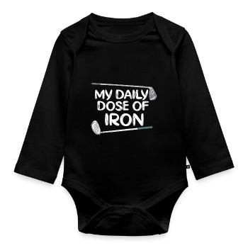 Meine tägliche Dosis Eisen - Baby Bio-Langarm-Body - Schwarz - Vorne