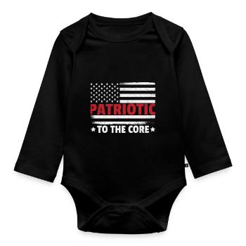 American Flag Patriotism - Organic Longsleeve Baby Bodysuit - black - Front