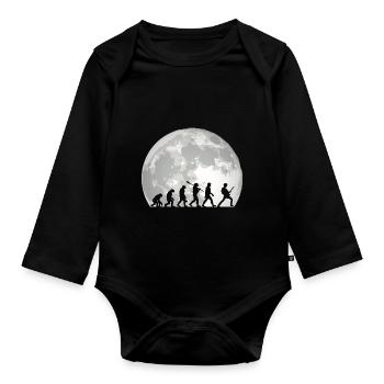 Human Evolution Guitar Band Moon Vintage Guitariste - Body Bébé bio manches longues - noir - Devant