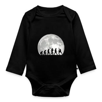 Human Evolution Guitar Band Moon Vintage Guitariste - Body Bébé bio manches longues - noir - Devant