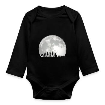 Evolution of Human Train Model Railway - Organic Longsleeve Baby Bodysuit - black - Front