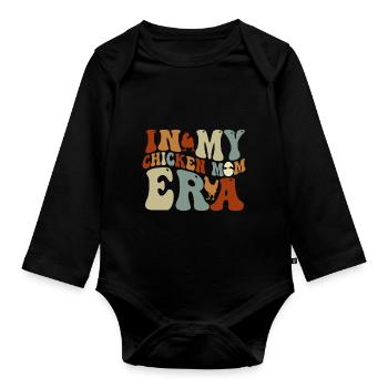 À l’époque de ma maman poulet pour les mamans poulet - Body Bébé bio manches longues - noir - Devant