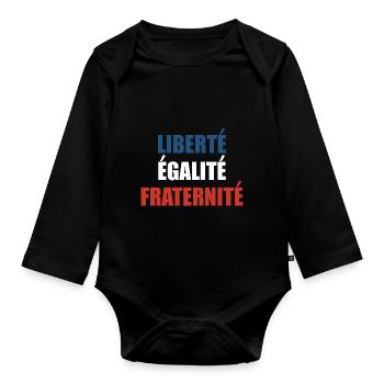 Liberté Égalité Fraternité - Baby Bio-Langarm-Body - Schwarz - Vorne