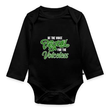 Vegan Veganism - Organic Longsleeve Baby Bodysuit - black - Front