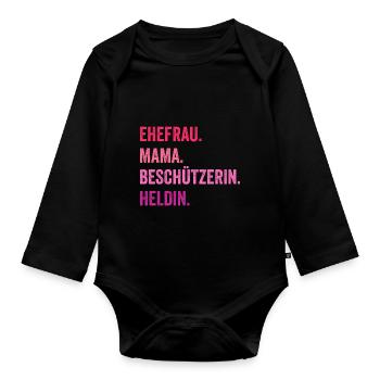 Ehefrau Mutter Mama - Baby Bio-Langarm-Body - Schwarz - Vorne