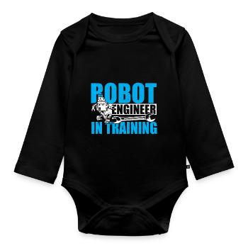 Robotics Engineer In Training Droid Builder Robot - Organic Longsleeve Baby Bodysuit - black - Front