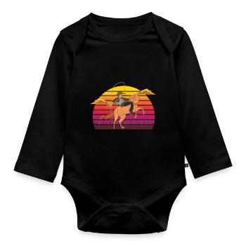 Texan Rodeo Texas cheval cadeau rétro Cowboy - Body Bébé bio manches longues - noir - Devant
