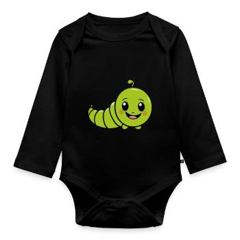 Raupen Insektenliebe Kleine Raupe - Baby Bio-Langarm-Body - Schwarz - Vorne
