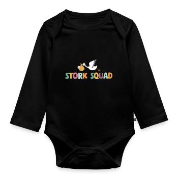 Stork Squad Labor & Delivery Nurse - Baby Bio-Langarm-Body - Schwarz - Vorne