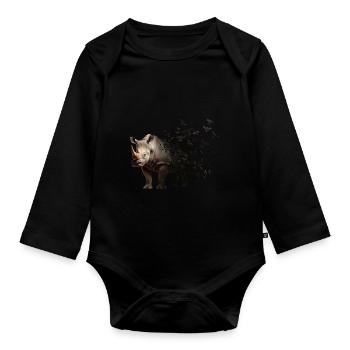 Rhinoceros - Organic Longsleeve Baby Bodysuit - black - Front