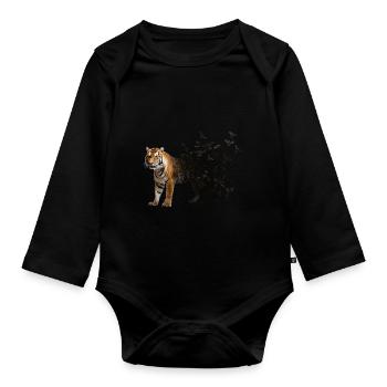 Tiger - Organic Longsleeve Baby Bodysuit - black - Front