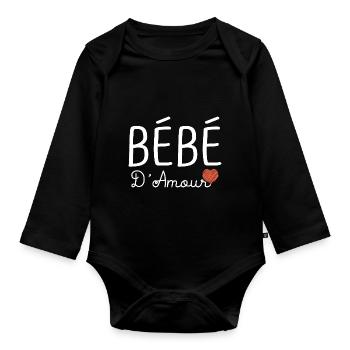 bébé d amour T shirt famille - Body Bébé bio manches longues - noir - Devant