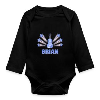 Brian als Musikinstrument - Baby Bio-Langarm-Body - Schwarz - Vorne