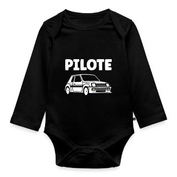Humour pilote de rallye - Body Bébé bio manches longues - noir - Devant