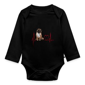 Cadeau Heartbeat pour chiens - Body Bébé bio manches longues - noir - Devant