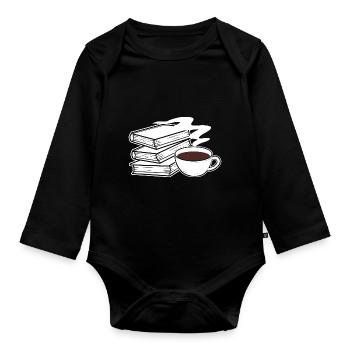 Autor Kaffee Buch - Baby Bio-Langarm-Body - Schwarz - Vorne