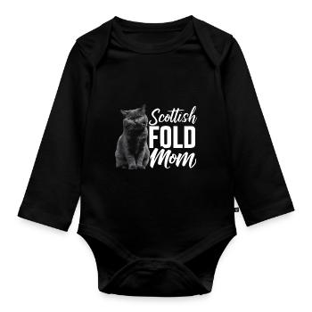 Katze Scottish Fold Geschenk - Baby Bio-Langarm-Body - Schwarz - Vorne