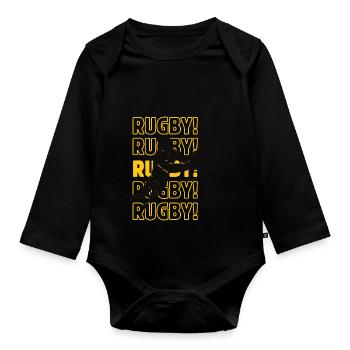 Rugby rugby rugby - Body Bébé bio manches longues - noir - Devant
